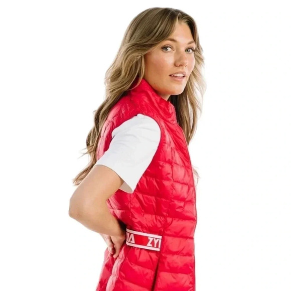 Zyia Alpine Quilted Down and Fether Red Full Zip Vest Womens size Medium - Picture 2 of 12